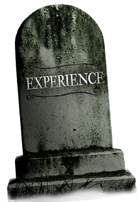 tombstone with experience written on it