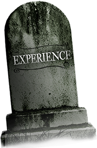A tombstone labeled 'Experience'