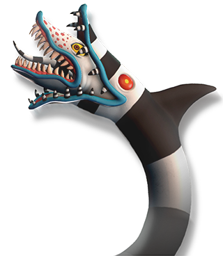 The head and open mouth of a sandworm
